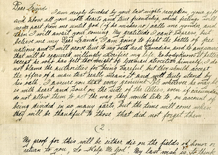 Image composite sépia d’une carte de correspondance manuscrite, avec le recto de la carte en haut et son verso au bas de l’image.